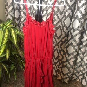 Red lace jumpsuit